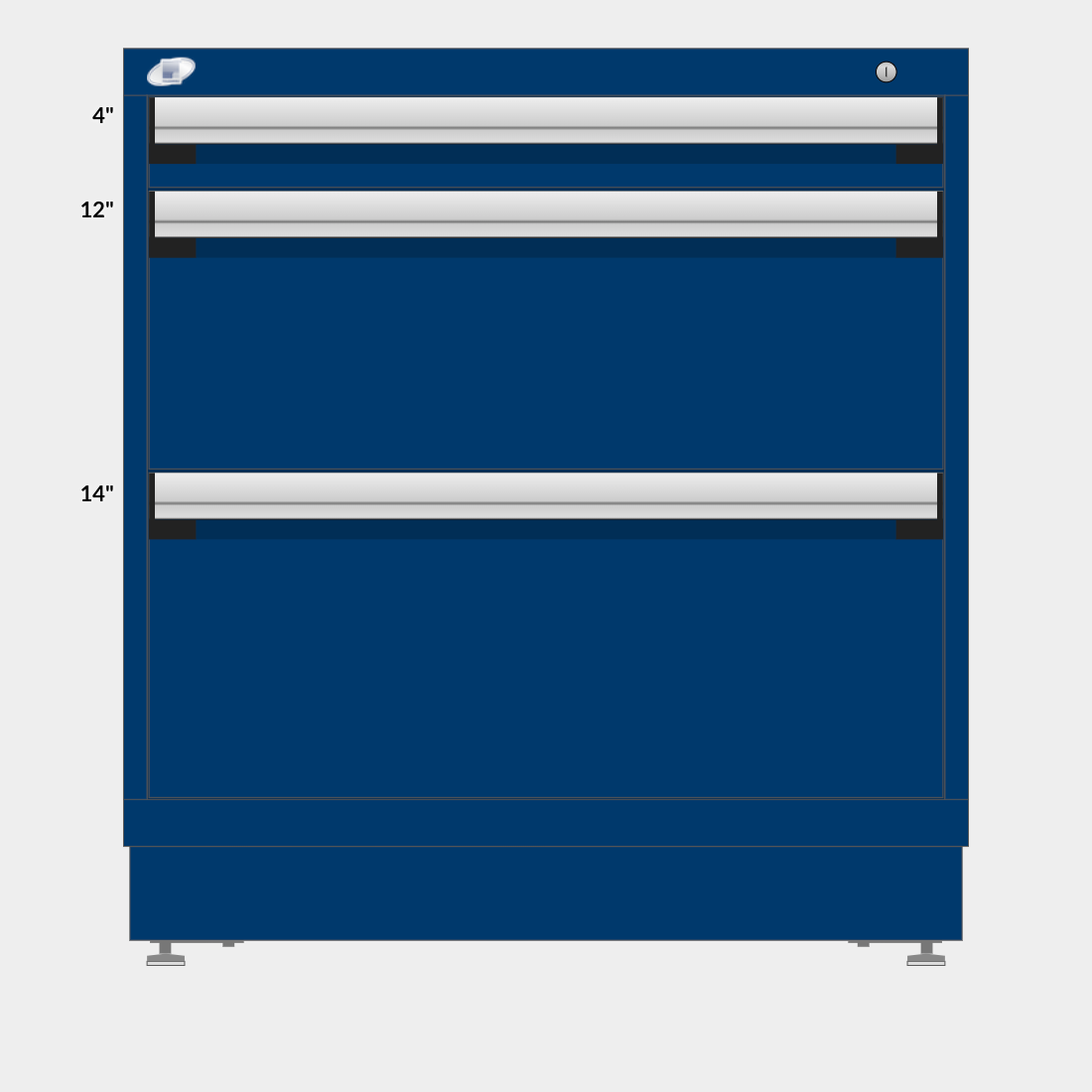 Rousseau 3 Drawer Cabinet - 4"/12"/14"
