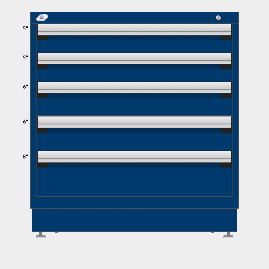 Rousseau 5 Drawer Cabinet - 5"/5"/6"/6"/8"