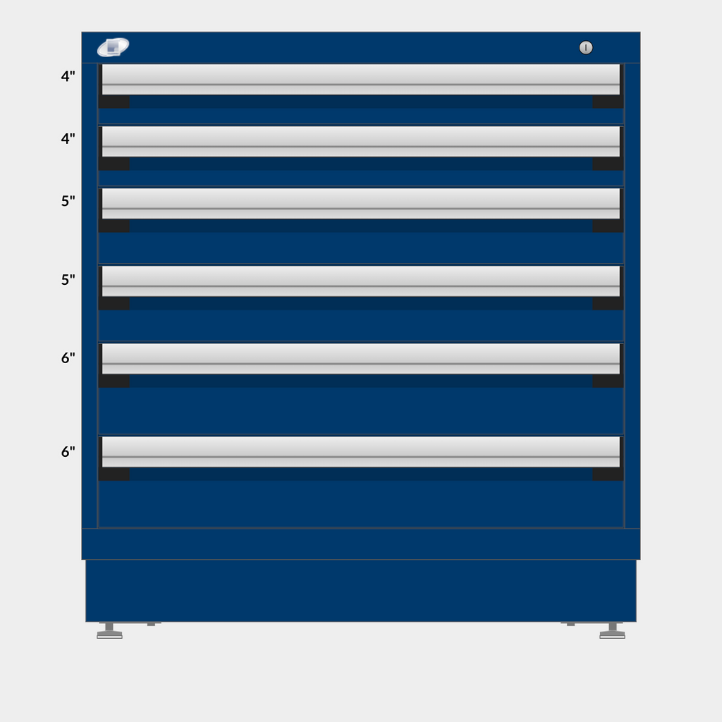 Rousseau 6 Drawer Cabinet - 4"/4"/5"/5"/6"/6"