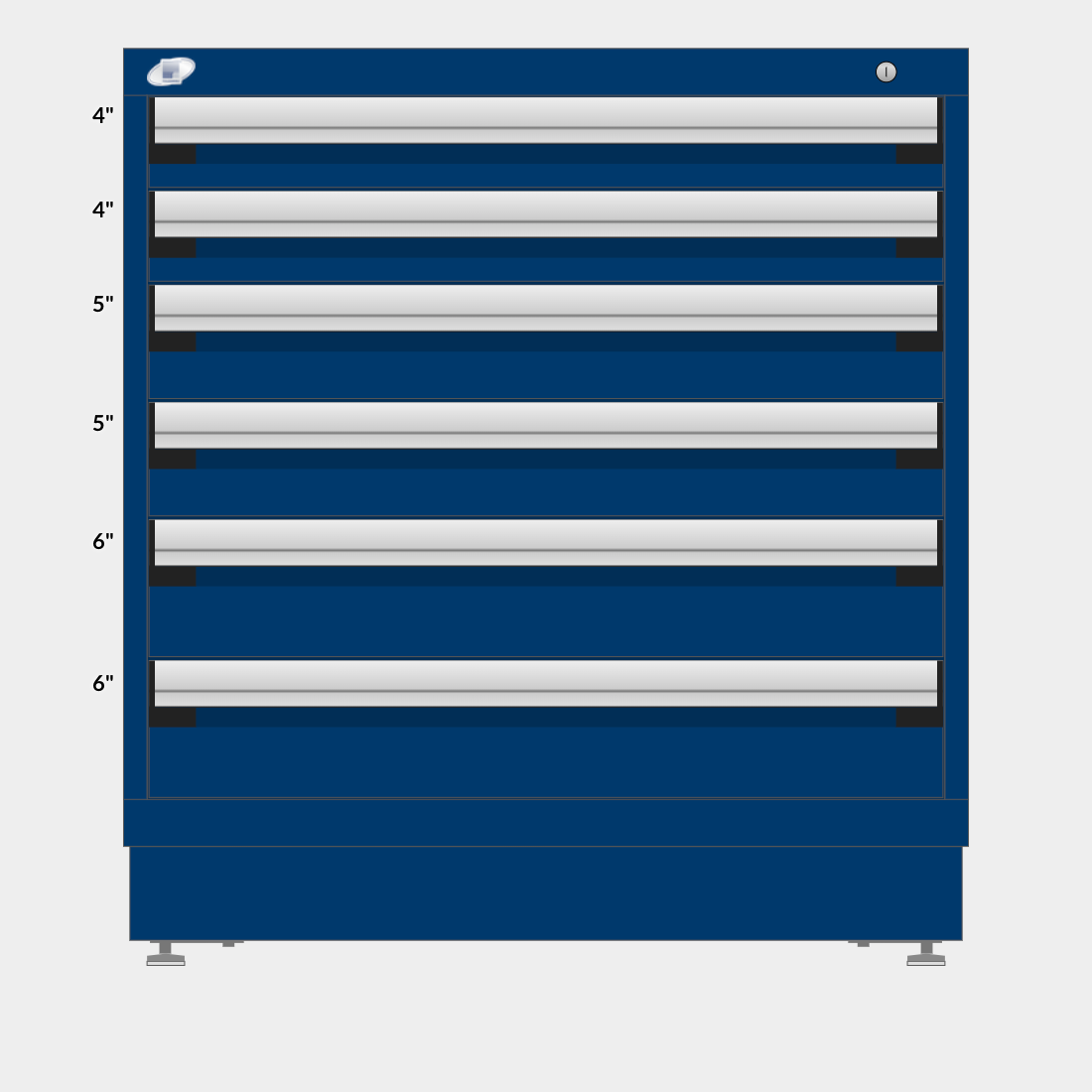 Rousseau 6 Drawer Cabinet - 4"/4"/5"/5"/6"/6"