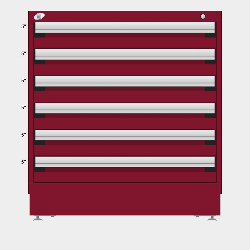 Rousseau 6 Drawer Cabinet - 5"/5"/5"/5"/5"/5"