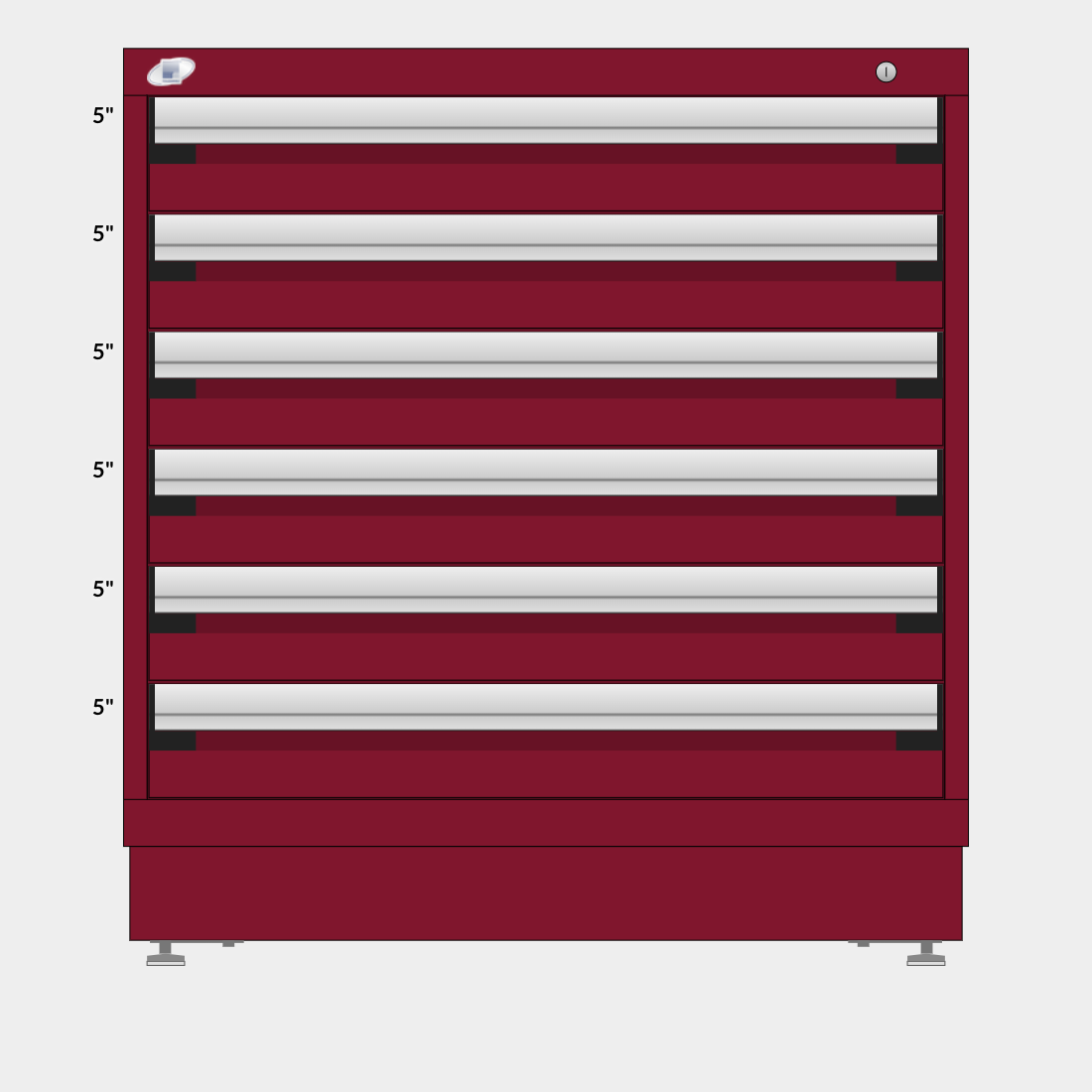 Rousseau 6 Drawer Cabinet - 5"/5"/5"/5"/5"/5"