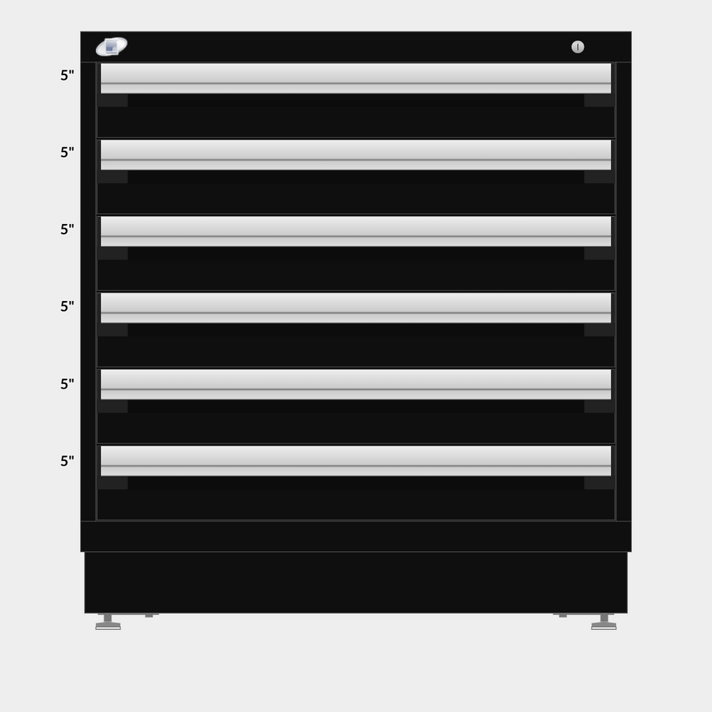Rousseau 6 Drawer Cabinet - 5"/5"/5"/5"/5"/5"
