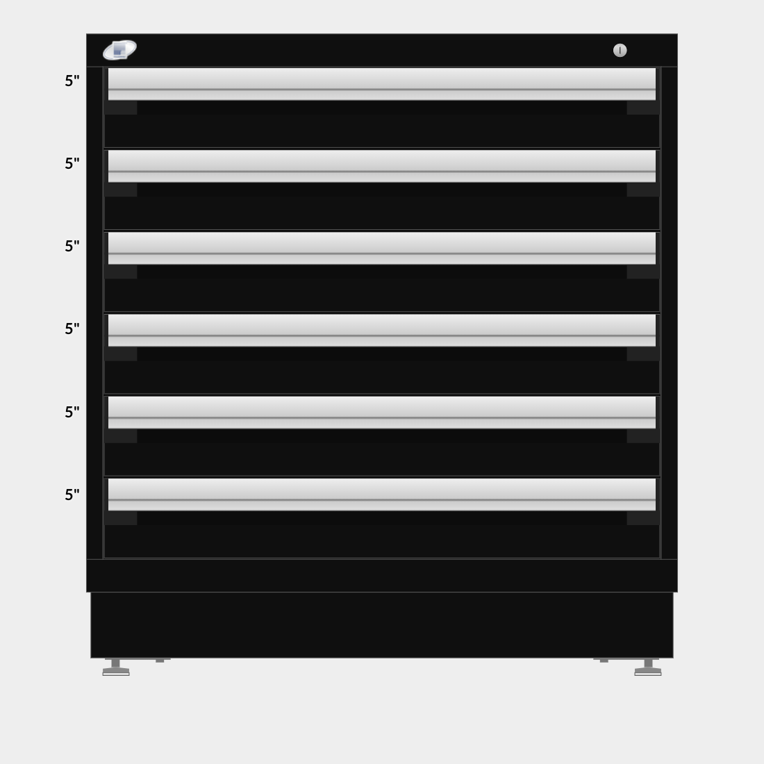 Rousseau 6 Drawer Cabinet - 5"/5"/5"/5"/5"/5"