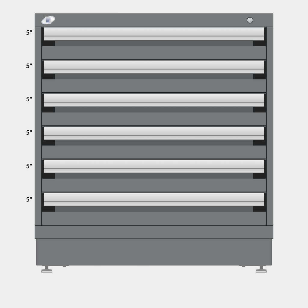 Rousseau 6 Drawer Cabinet - 5"/5"/5"/5"/5"/5"