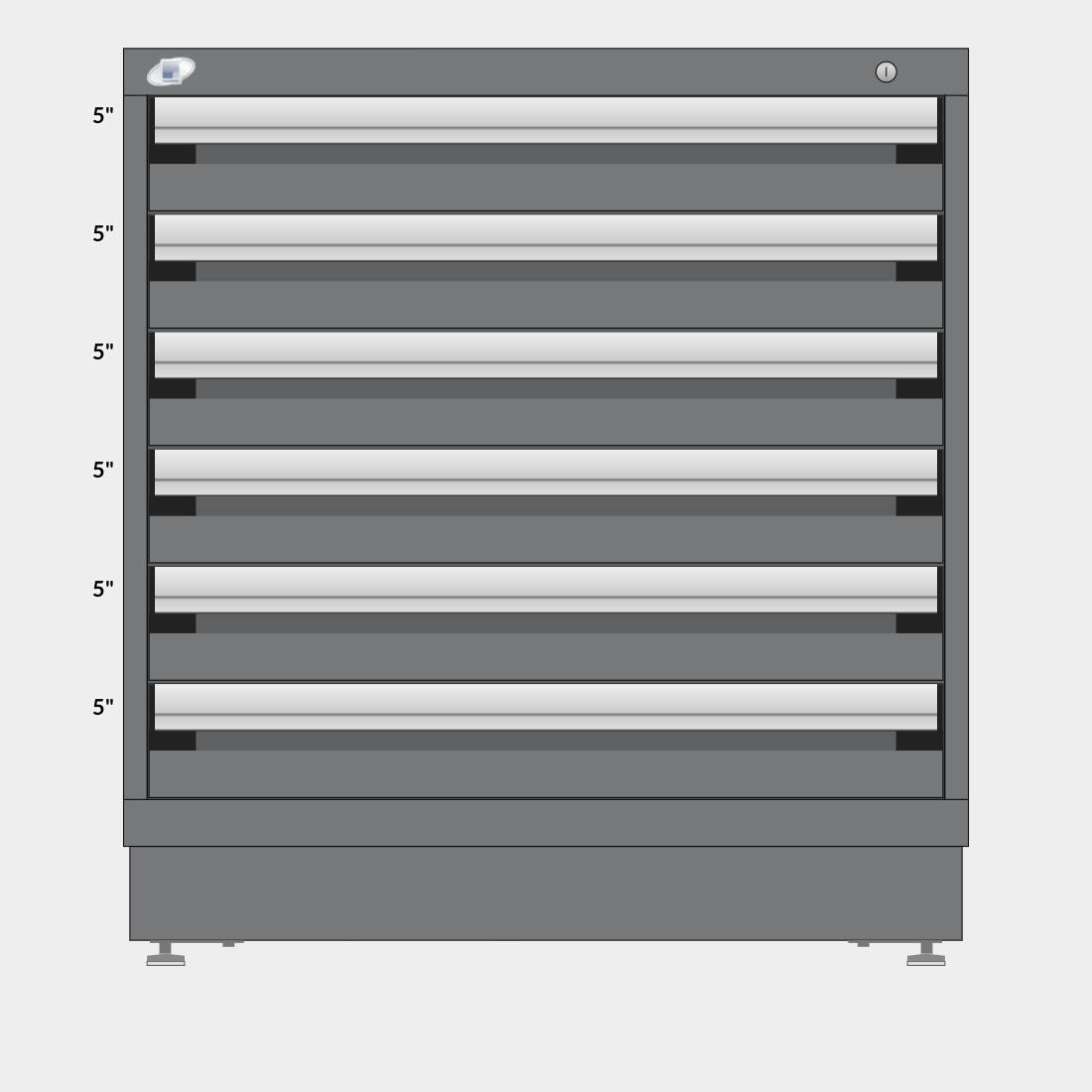 Rousseau 6 Drawer Cabinet - 5"/5"/5"/5"/5"/5"