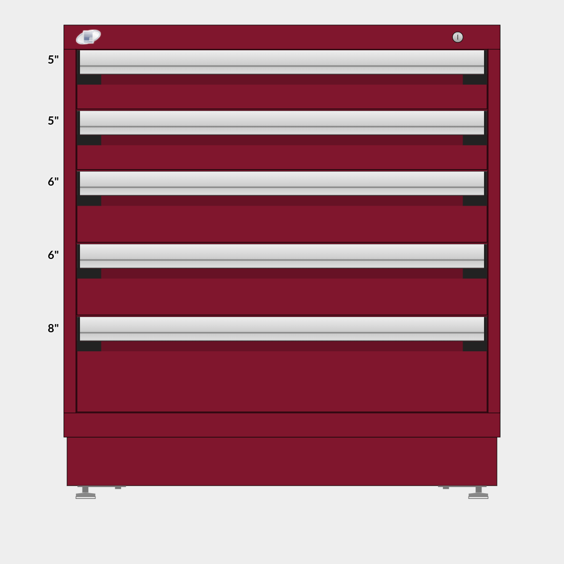 Rousseau 5 Drawer Cabinet - 5"/5"/6"/6"/8"