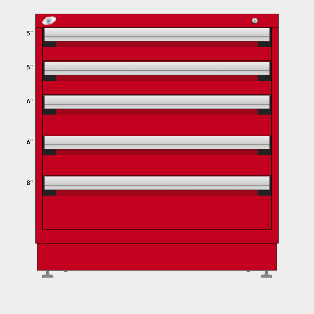 Rousseau 5 Drawer Cabinet - 5"/5"/6"/6"/8"