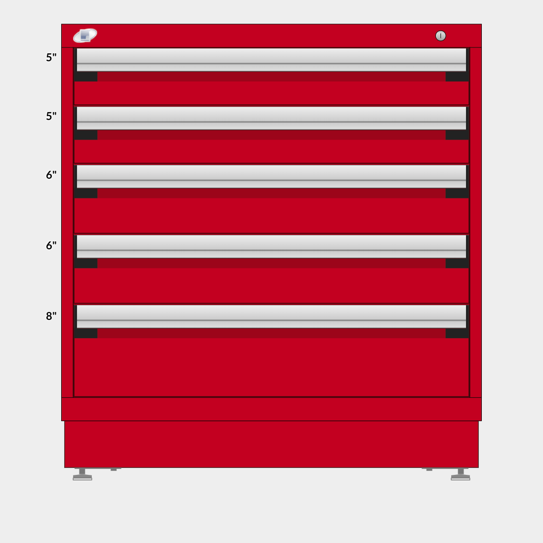 Rousseau 5 Drawer Cabinet - 5"/5"/6"/6"/8"