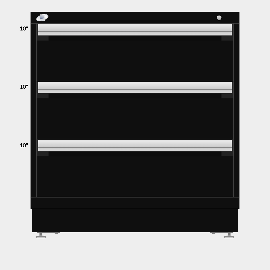 Rousseau 3 Drawer Cabinet - 10"/10"/10"